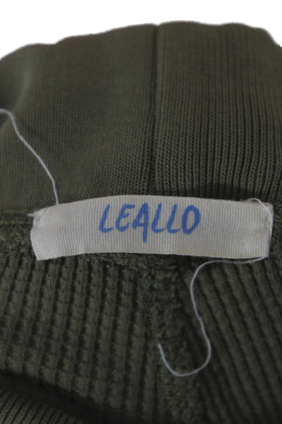 Leallo Womens Thermal Hooded Jogger Sweat Suit Green Size Small