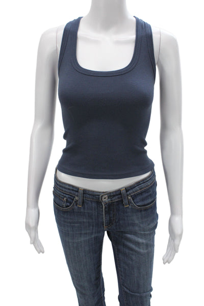 Sundry Womens Basic Scoop Neck Sleeveless Tank Blue Pullover Size XS