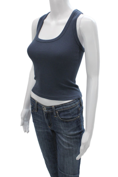 Sundry Womens Basic Scoop Neck Sleeveless Tank Blue Pullover Size XS