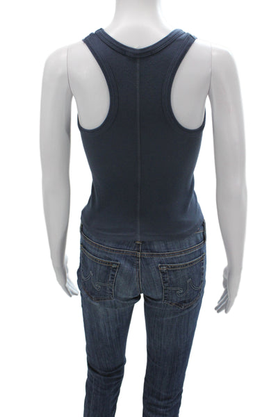 Sundry Womens Basic Scoop Neck Sleeveless Tank Blue Pullover Size XS