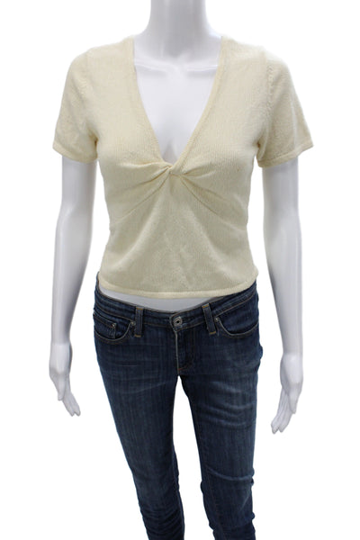Derek Lam 10 Crosby Women Pullover Sweater V-Neck Ivory Short Sleeve Size XS