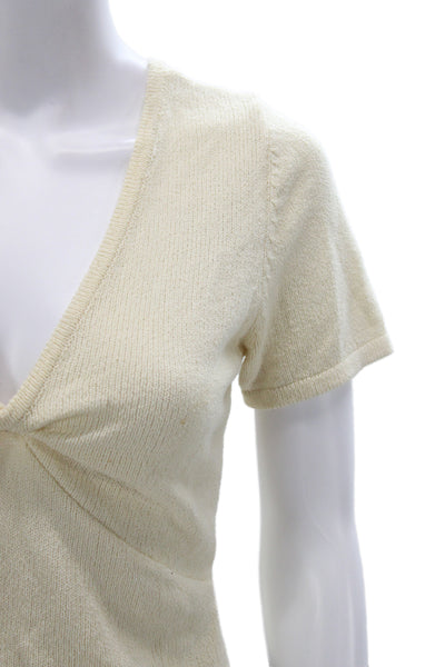 Derek Lam 10 Crosby Women Pullover Sweater V-Neck Ivory Short Sleeve Size XS