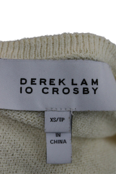 Derek Lam 10 Crosby Women Pullover Sweater V-Neck Ivory Short Sleeve Size XS