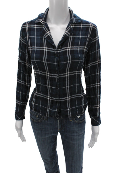 Rails Womens Plaid Rayon Button-Up Collared Long Sleeve Top Size XS