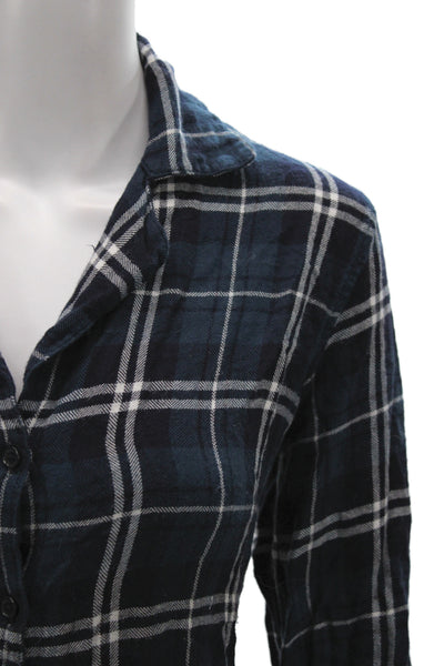 Rails Womens Plaid Rayon Button-Up Collared Long Sleeve Top Size XS