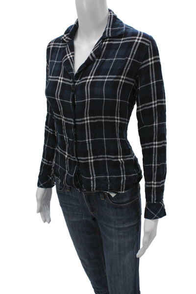 Rails Womens Plaid Rayon Button-Up Collared Long Sleeve Top Size XS