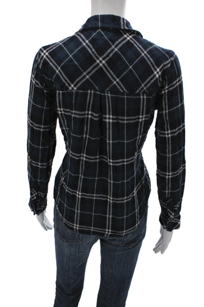 Rails Womens Plaid Rayon Button-Up Collared Long Sleeve Top Size XS