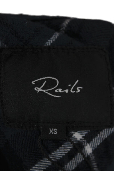 Rails Womens Plaid Rayon Button-Up Collared Long Sleeve Top Size XS
