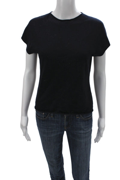 Vince Womens Basic T-Shirt Black Crew Neck Short Sleeve 54% Wool Size S