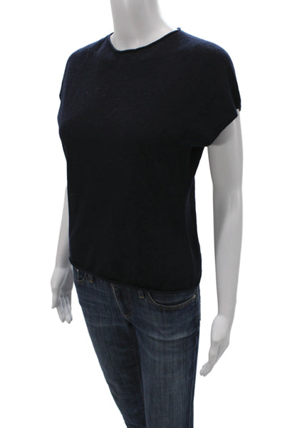 Vince Womens Basic T-Shirt Black Crew Neck Short Sleeve 54% Wool Size S
