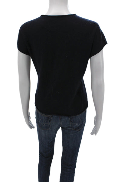 Vince Womens Basic T-Shirt Black Crew Neck Short Sleeve 54% Wool Size S