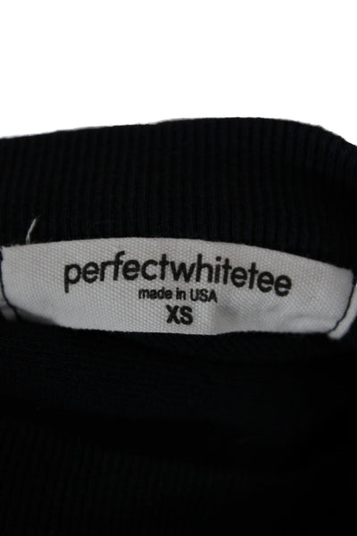 Perfect White Tee Womens Black Pullover Sweatshirt Crew Neck Cotton Size XS