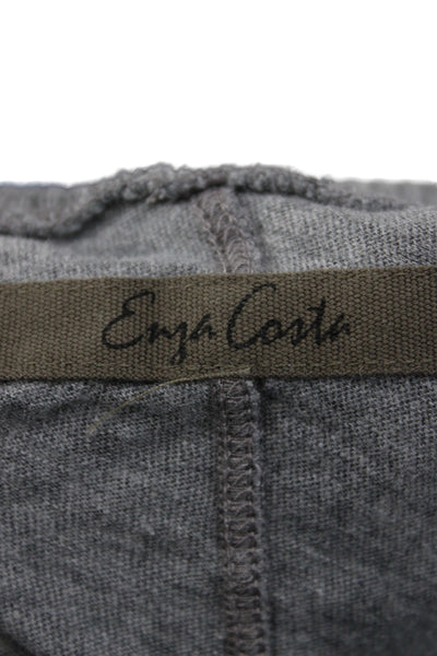 Enza Costa Women Basic Gray Crew Neck Long Sleeve Cotton T Shirt Size M