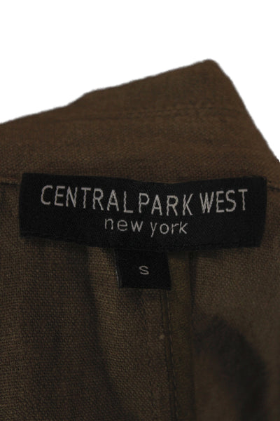 Central Park West Womens Basic Jacket Brown Short Sleeve Linen Blend Size S
