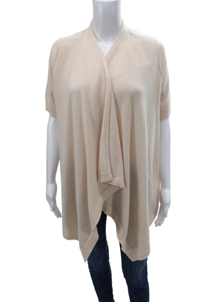Christopher Fischer Womens Beige Cashmere V-Neck Cardigan Short Sleeve Size M