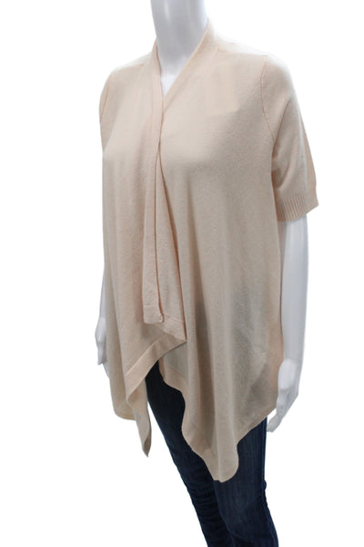 Christopher Fischer Womens Beige Cashmere V-Neck Cardigan Short Sleeve Size M