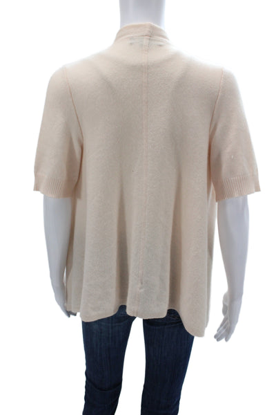 Christopher Fischer Womens Beige Cashmere V-Neck Cardigan Short Sleeve Size M