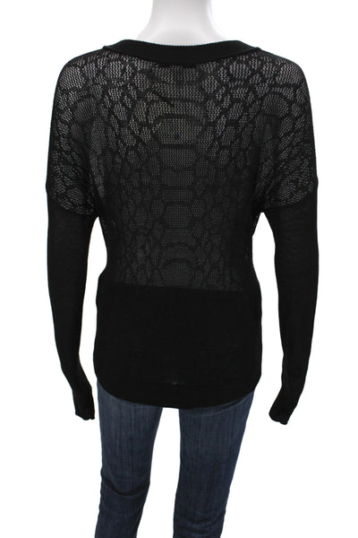 Autumn Cashmere Womens Pullover Sweater Black Scoop Neck Long Sleeve Size L