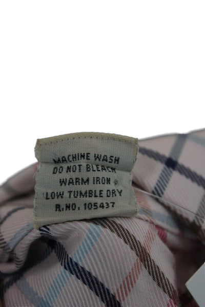 James Tattersall Mens Button Front Collared Plaid Shirt Pink Multi Size Large