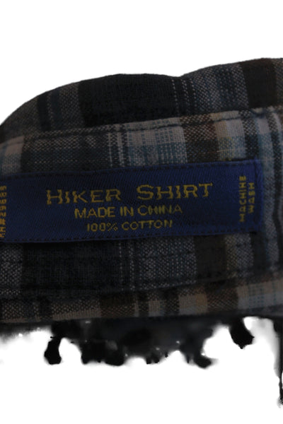 Pendleton Mens Button Front Collared Plaid Shirt Blue Brown Cotton Size Medium