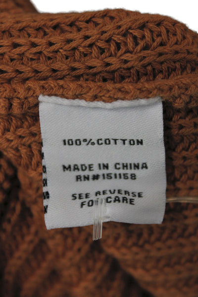 525 Womens Cardigan V-Neck Brown 100% Cotton Long Sleeve Classic Size S