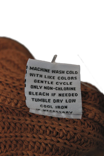 525 Womens Cardigan V-Neck Brown 100% Cotton Long Sleeve Classic Size S