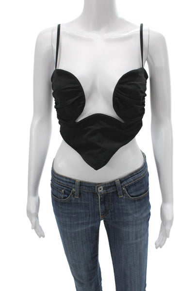 Olivaceous Women Corset Top Black Sweetheart Zip Sleeveless Party Size M