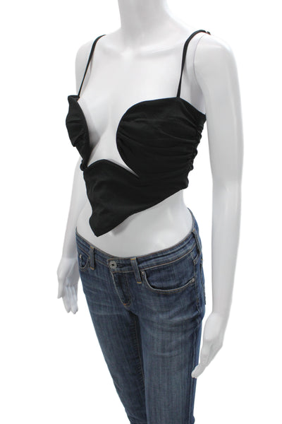 Olivaceous Women Corset Top Black Sweetheart Zip Sleeveless Party Size M