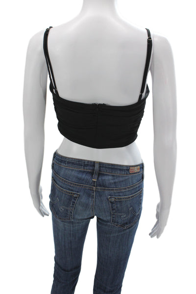 Olivaceous Women Corset Top Black Sweetheart Zip Sleeveless Party Size M