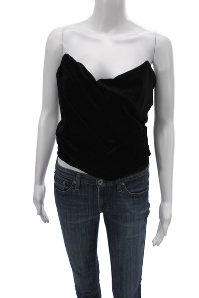 Zara Womens Cropped Off the Shoulder Sleeveless Black Blouse Viscose Size M
