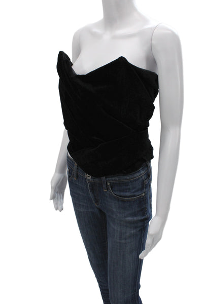 Zara Womens Cropped Off the Shoulder Sleeveless Black Blouse Viscose Size M