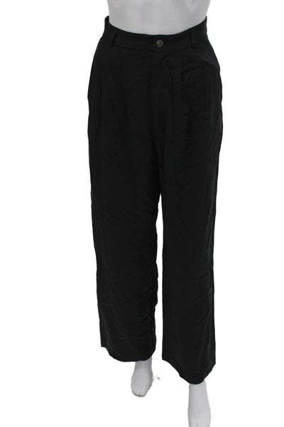 Reformation Womens Dress Pants Black 100% Tencel Button Inseam 28 Size 6