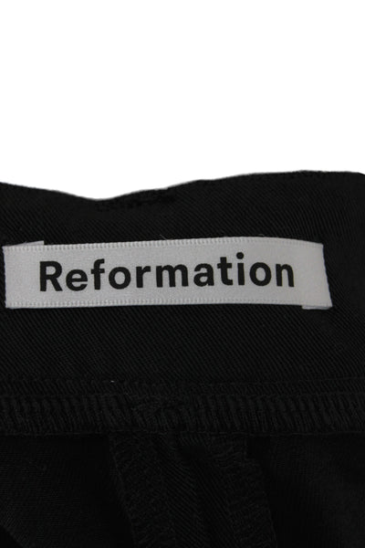 Reformation Womens Dress Pants Black 100% Tencel Button Inseam 28 Size 6