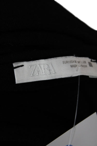 Zara Women Jersey Blouse Black Square Neck Long Sleeve Size M