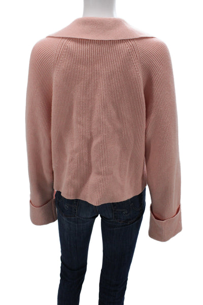 L'Academie Women Pullover Collared Long Sleeve Pink Rayon Blend Size M