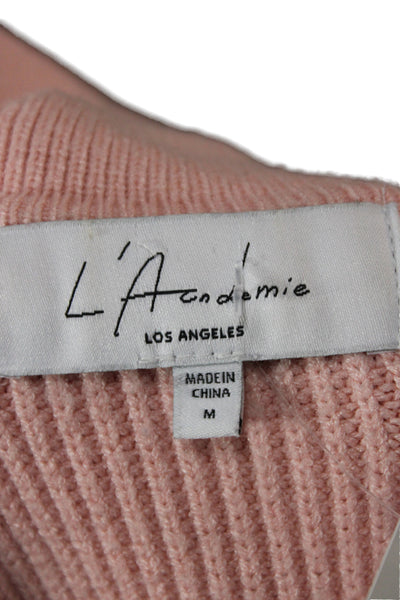 L'Academie Women Pullover Collared Long Sleeve Pink Rayon Blend Size M