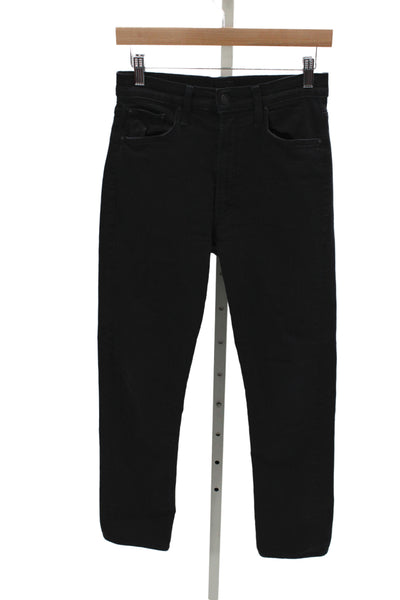 Mother Women Ankle Jeans Black High Rise Cotton Button Inseam 30 Size 28