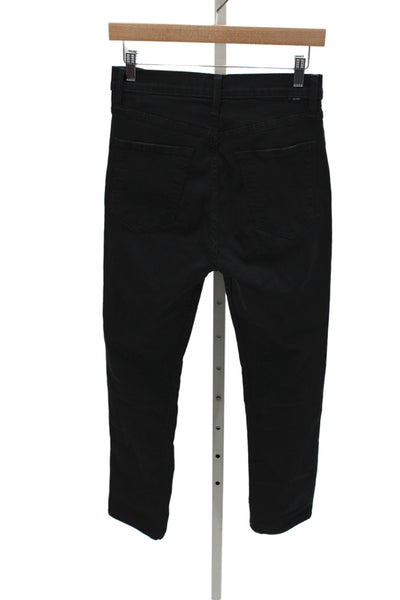 Mother Women Ankle Jeans Black High Rise Cotton Button Inseam 30 Size 28