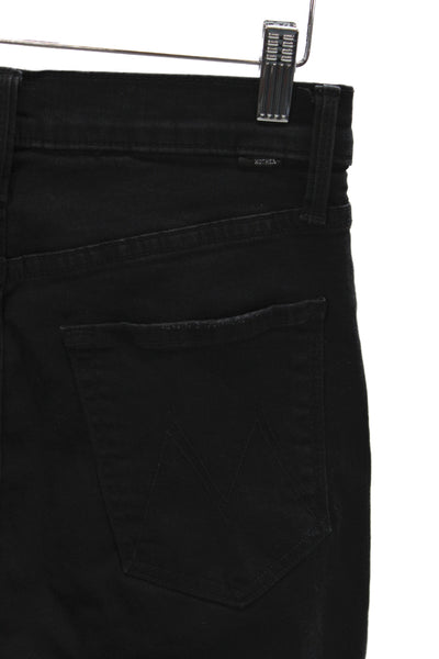 Mother Women Ankle Jeans Black High Rise Cotton Button Inseam 30 Size 28