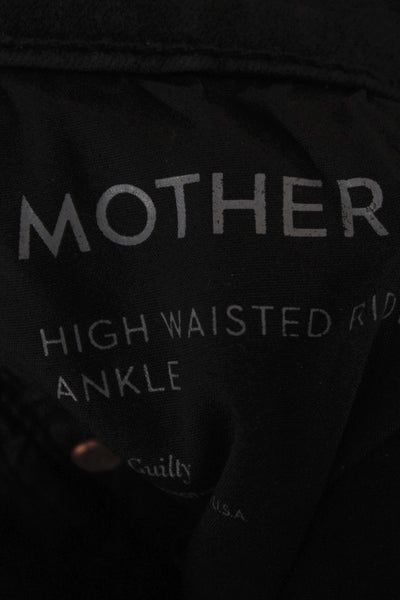 Mother Women Ankle Jeans Black High Rise Cotton Button Inseam 30 Size 28