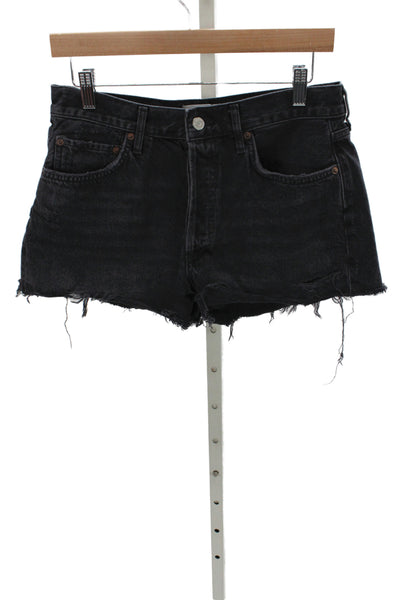 Agolde Women Cut-Off Cotton Shorts Black Size 28