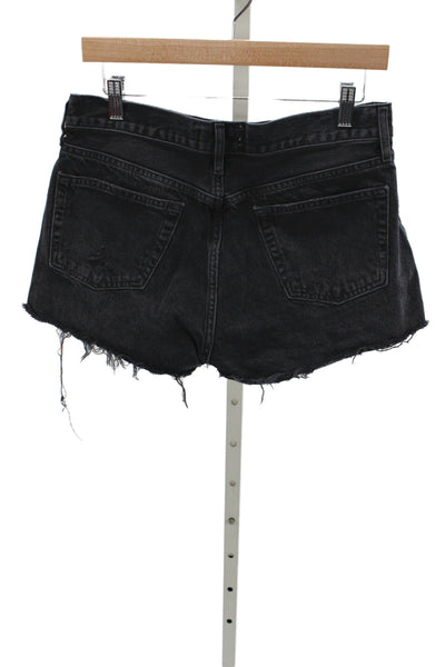 Agolde Women Cut-Off Cotton Shorts Black Size 28