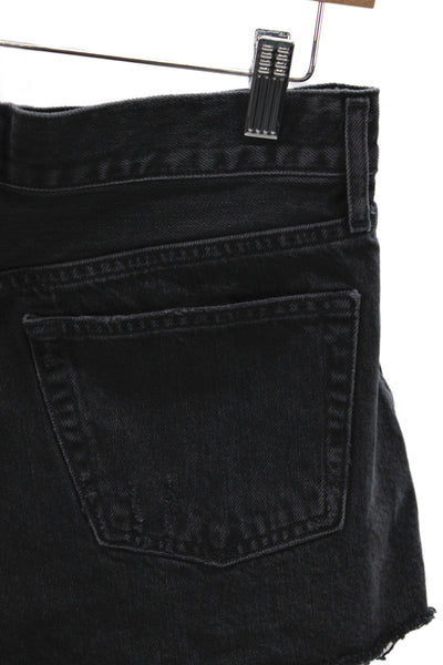 Agolde Women Cut-Off Cotton Shorts Black Size 28