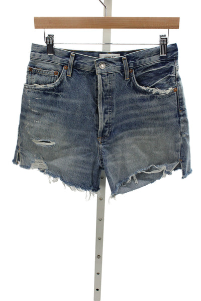 Agolde Womens Cut-Off Denim Shorts Blue 100% Cotton Distressed Size 28