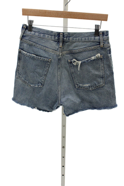 Agolde Womens Cut-Off Denim Shorts Blue 100% Cotton Distressed Size 28