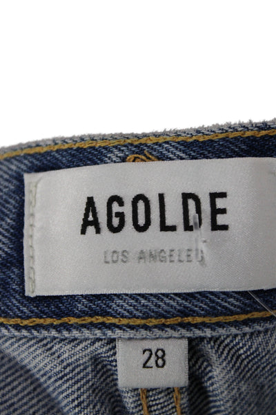 Agolde Womens Cut-Off Denim Shorts Blue 100% Cotton Distressed Size 28