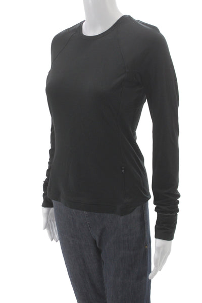 Lululemon Women Pullover Crew Neck Cotton Long Sleeve Top Black Size S