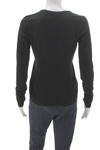 Lululemon Women Pullover Crew Neck Cotton Long Sleeve Top Black Size S