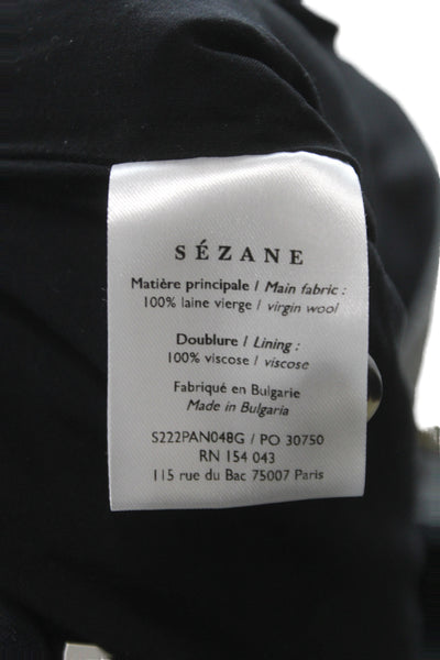 Sezane Womens Virgin Wool Gray Dress Pants Button Closure Size 4