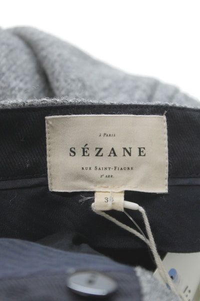 Sezane Womens Virgin Wool Gray Dress Pants Button Closure Size 4